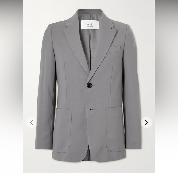 AMI Mens's Paris Twill Sport Single-Breasted Tailored Blazer in grey EU 50 US 40 - Picture 11 of 17